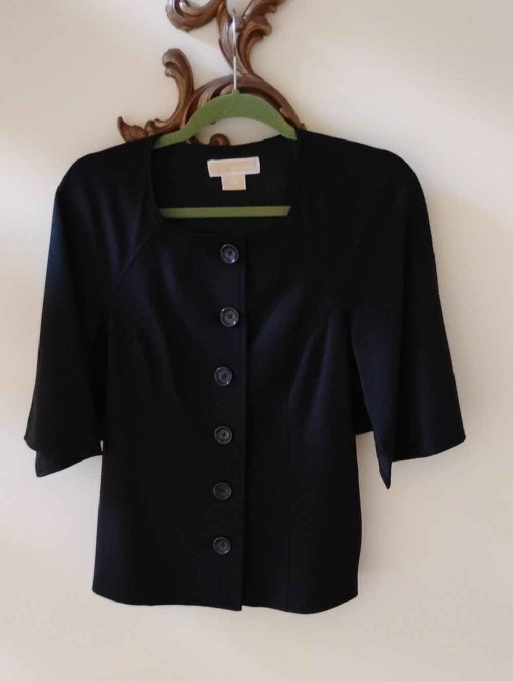 Michael Kors Black Short-Sleeve Capelet Jacket